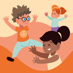 Naklejka premium happy kids playing