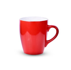 Red mug ceramic on white background
