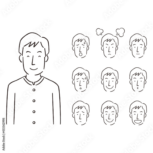 手書き線画イラスト 男性 父親 表情セット Wall Mural Yoshidaakiko1223 手書き線画イラスト 男性 父親 表情セット Wall Mural Yoshidaakiko1223