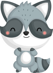 a vector of a happy and adorable raccoon