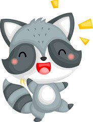 a vector of a happy raccoon saying hello