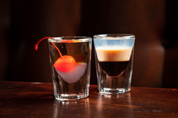 shots with cherry and cognac