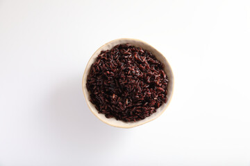 Boiled riceberry rice in close up