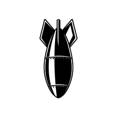 Illustration of bomb in monochrome style. Design element for logo, label, sign, emblem. Vector illustration
