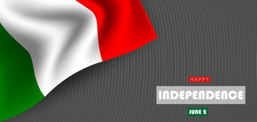 Italy Independence Day vector illustration with waving flag. - obrazy, fototapety, plakaty