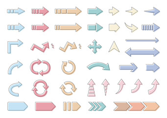 いろいろな矢印　カラフル　パステル　アイコン　セット