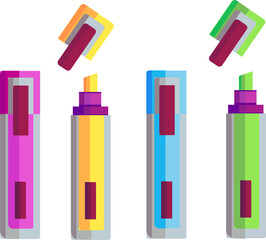 Four multi-colored markers on a white background