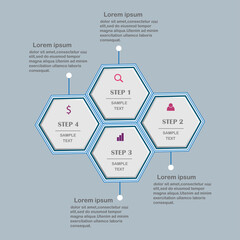 Vector infographics design template on the white background, diagram, annual report, web design. Business concept with 4 step, steps or processes.