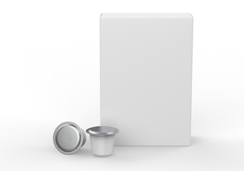 Blank coffee capsule hard box packaging for mock up and branding. 3d rendering illustration.