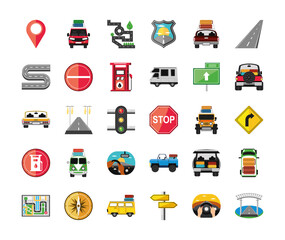 travel cartoon icons