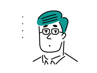 無言のメガネの男性のイラスト素材