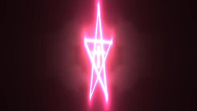 Red Light Crucifix Floating Inside Five Pointed Star Pentagram Evil Satan