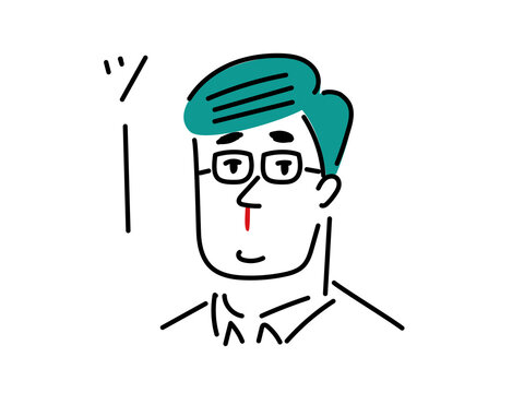 recommend clip art: 鼻血が出ているメガネの男性のイラスト素材