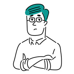 腕組みをするメガネの男性のイラスト素材