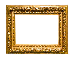 wide carved golden wooden picture frame cutout