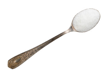 monosodium glutamate in silver teaspoon cutout