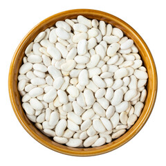 white beans in round bowl cutout on white