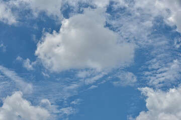 Fototapeta na wymiar Beautiful white clouds on blue sky background.