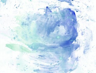 Hand drawn watercolor brush stroke painting and splashing. Abstract modern colorful cool tone watercolor on white paper, Background copy space for the text. -illustration