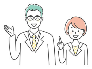 simple illustration of people wearing white coat