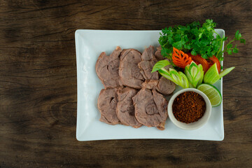 Steamed Shank Beef Served Galangal Chili paste (Nam-Prik-Kha)