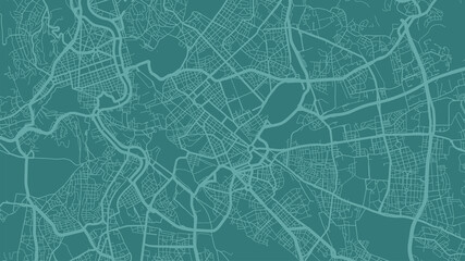 Green cyan Rome city area vector background map, streets and water cartography illustration.