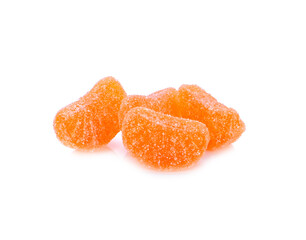 Orange gummies, Vitamin C on white background