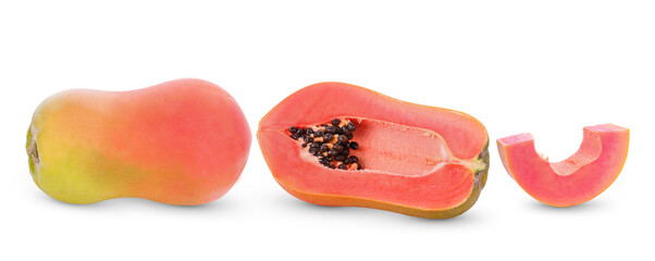 papaya fruit isolated 0n white background