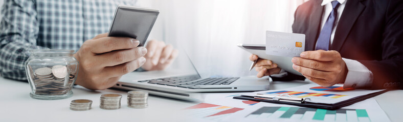 shopping online payment by using laptop.hands holding credit card and using laptop. online shopping concept.