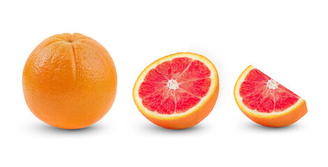 Orange fruits with slice isolated on white background
