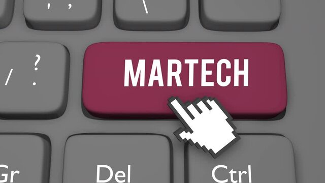 Martech concept on computer keyboard key