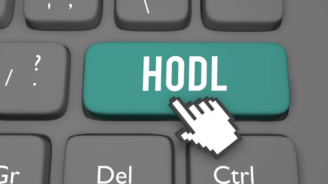 HODL investment concept on computer keyboard key