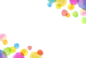 カラフルな水彩の水玉フレーム