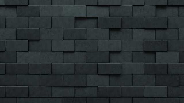 Polished, 3D Mosaic Tiles arranged in the shape of a wall. Semigloss, Concrete, Bricks stacked to create a Rectangle block background. 3D Render