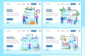 Obraz na płótnie Canvas Set of Landing page design templates for Recruitment concept. Easy to edit and customize. Modern Vector illustration concepts