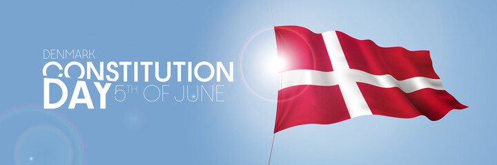 Denmark happy constitution day greeting card, banner with template text vector illustration
