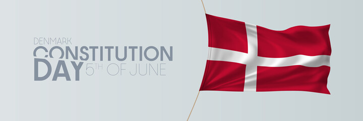 Denmark constitution day vector banner, greeting card.