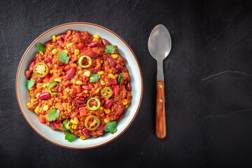 Chili con carne with a place for text