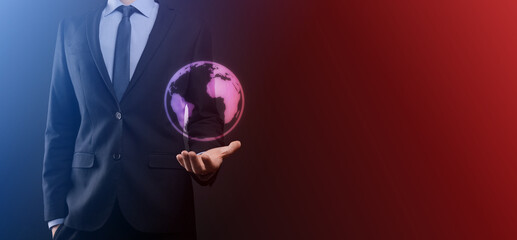 Businessman hand holding e-mail icon, Contact us by newsletter email and protect your personal information from spam mail. Customer service call center contact us concept