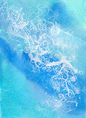 Naklejka premium watercolor abstract sea with splashes