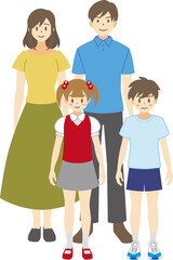 【家族ベクターイラスト素材】4人家族のイラスト【人物】