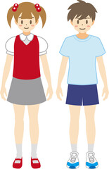 【家族ベクターイラスト素材】小学生くらいの男の子と女の子のイラスト【人物】