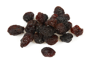 Raisins isolated on white background. Healthy food, isolated objects.