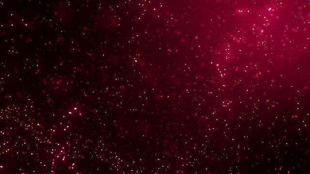 Harmony and weightless floating in microcosmos. Elegant loop of red shining bokeh spark bubbles in a seamless twirling flow in macro view with selective focus.Intelligent Swarm Particles 3D animation.
