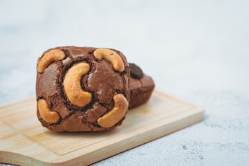 Delicious brownies cake on white background for bakery, food and eating concept