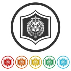 Lion face shield logo color set