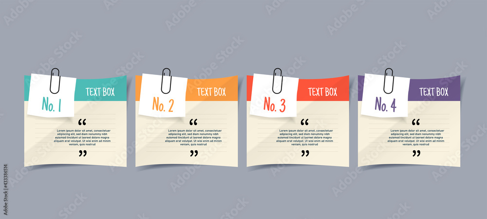 Poster text box design with note papers.