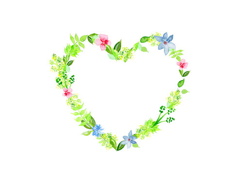 Herz aus Blumen, Aquarell