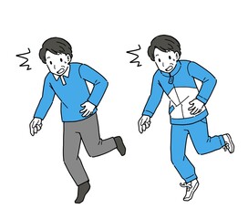 Illustration of a stumbling middle-aged man