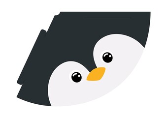 Printable penguin paper hat. Party die cut template for birthday, christmas, baby shower. Fun accessory for entertainment. Print, cut and glue. Vector stock illustration.